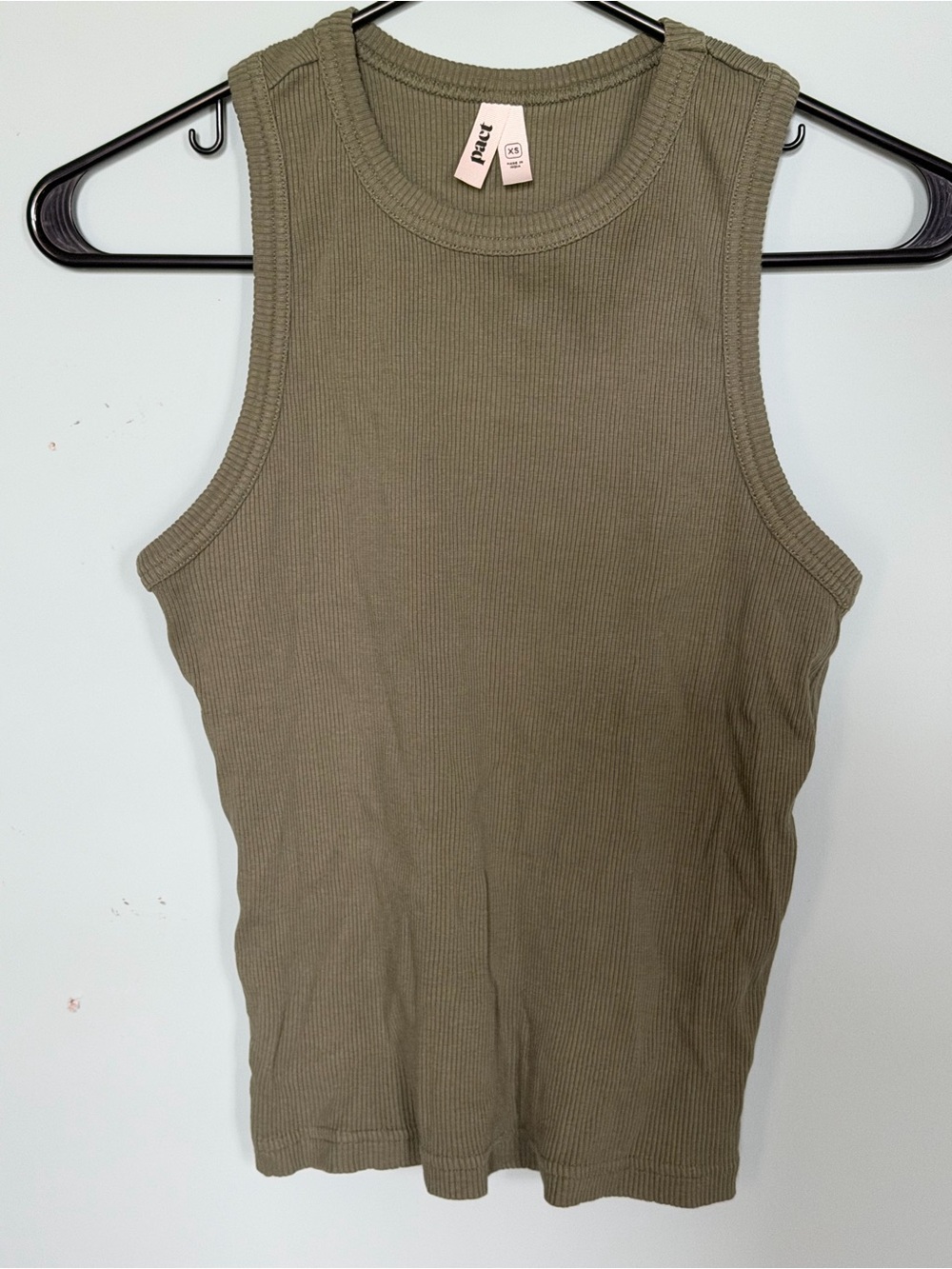 Pact Olive Ribbed Tank Top